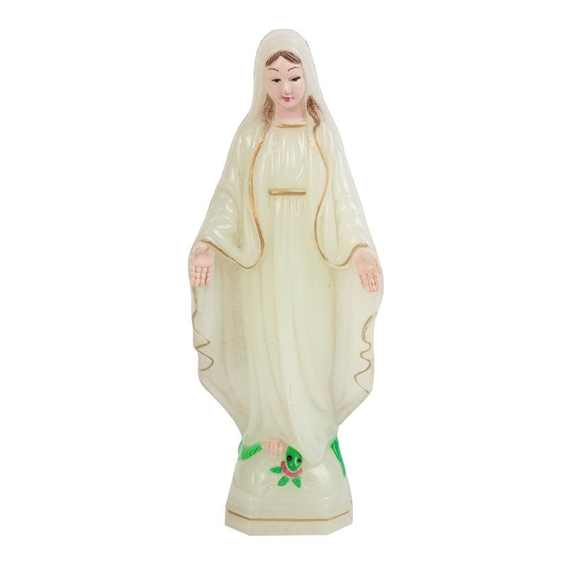 Plastic Blue Handmade Mary Statue Christmas Home Decoration Gift Detailed Tabletop Ornament
