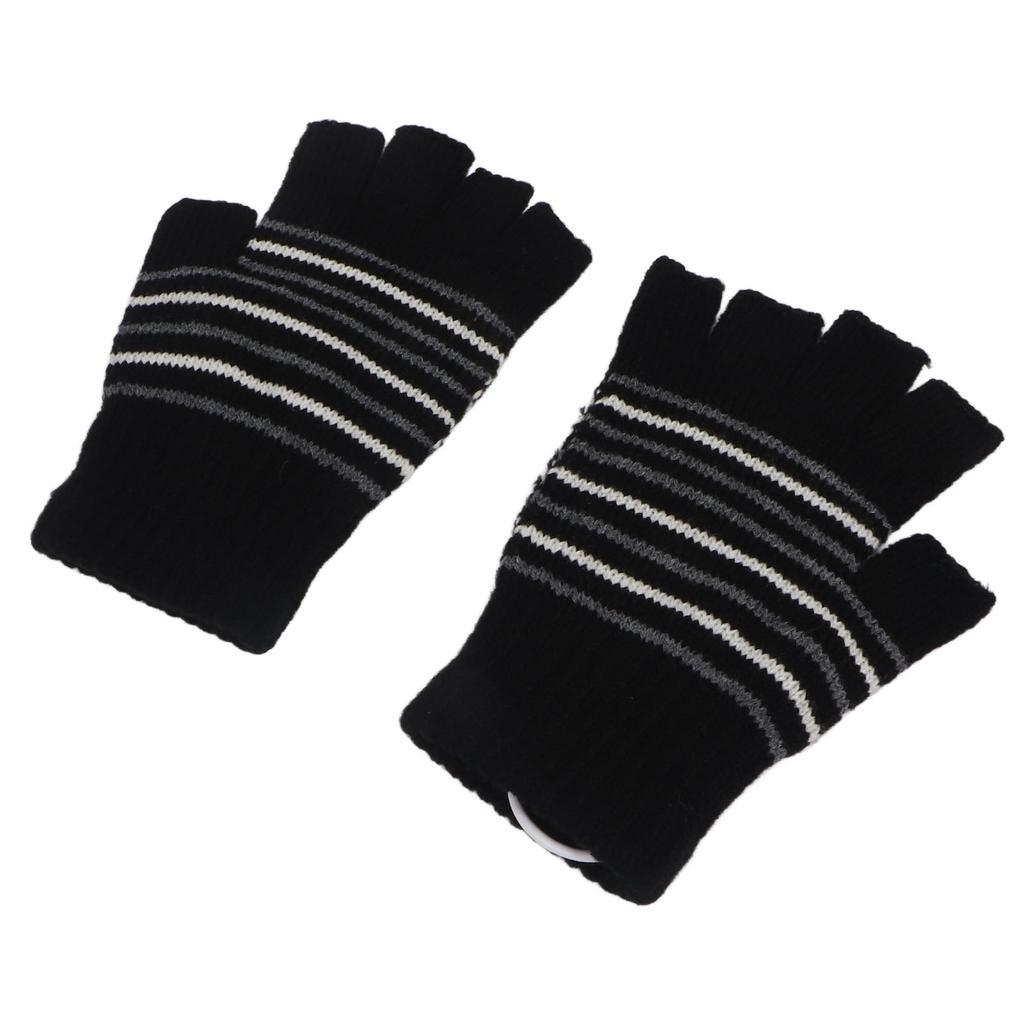 USB Heizhandschuhe Winterhandschuhe Sicher Waschbar Fingerlose Strickhandschuhe für Arbeit Lernen Outdoor Gestreift