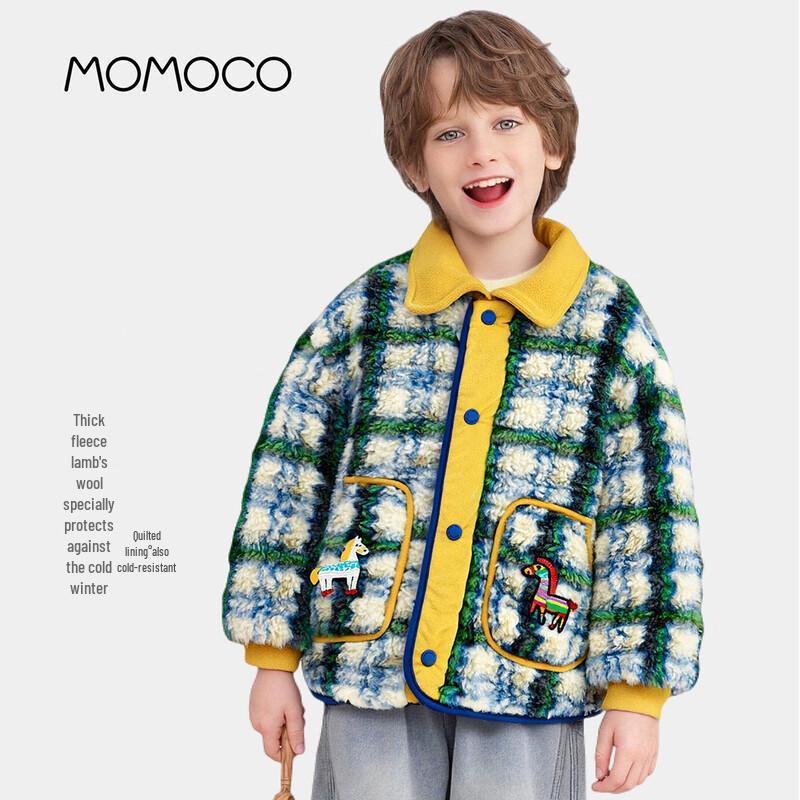 Зимняя пушистая клетчатая куртка для мальчиков MOMOCO 105