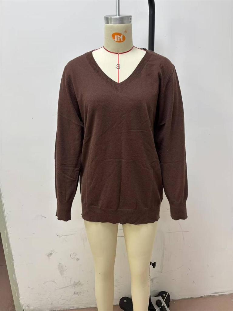 European Casual V-Neck Pullover for Women - 2025 Autumn/Winter Collection