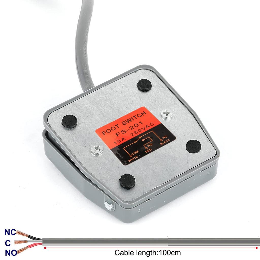 Kiligen 2-Piece Momentary Foot Switch, AC 12V/24V/110V/250V, 5A SPDT NO NC Anti-Slip Plastic Foot Pedal Switch (Cable Length: 1m)