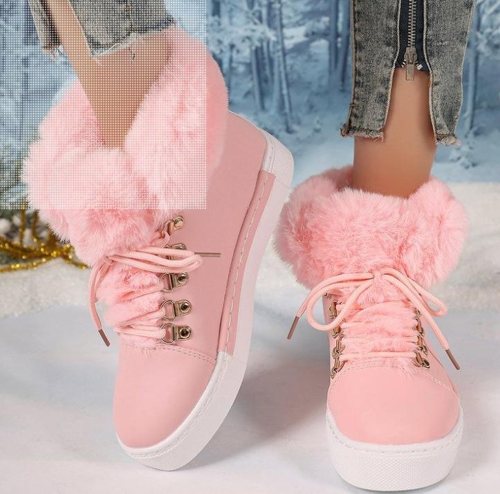 Women's soft elastic winter warm and cold padded snow boots non-slip wear-resistant outdoor casual sneakers high-top furry mouth cotton boots