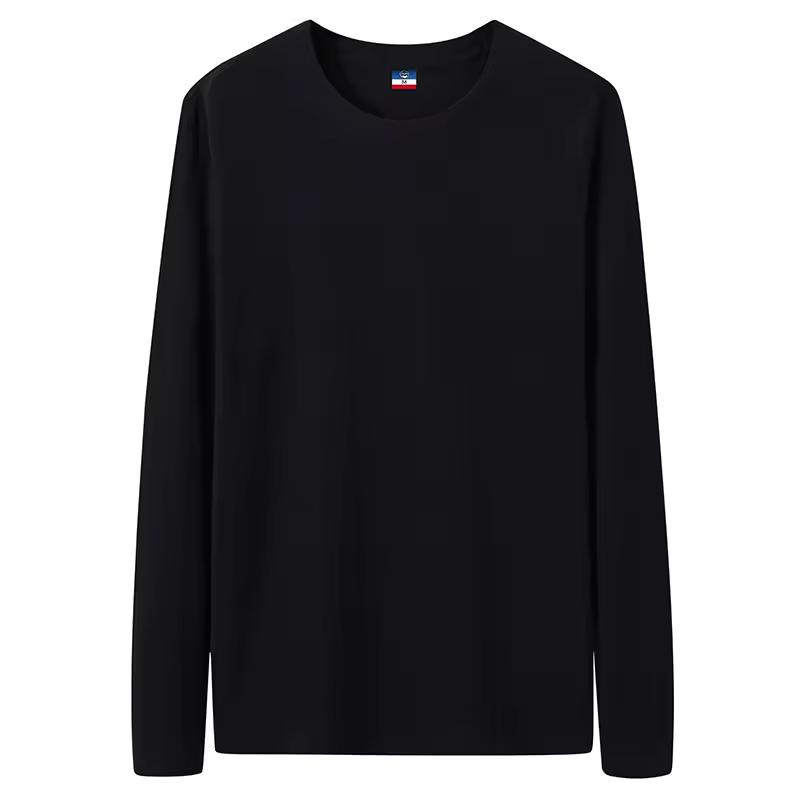 Frühling Herbst Übergröße T-Shirts Männer Langarm Baumwoll-Tops Männliche Tees Basic Einfarbige T-Shirts