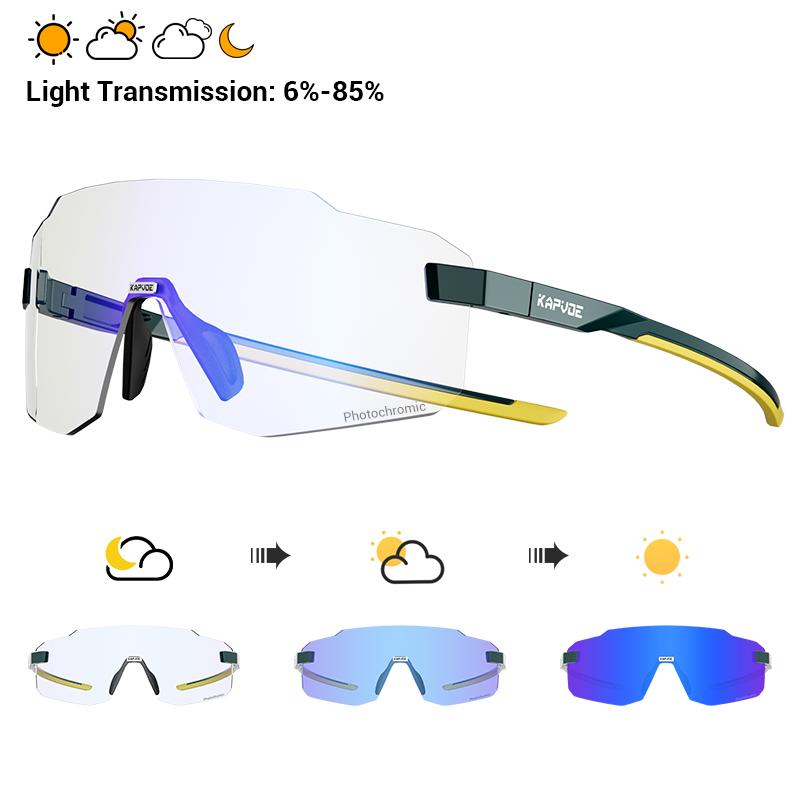 KAPVOE Photochromic Cycling Glasses Outdoor Bicycle Sunglasses Sports Eyewear Men MTB Cycling Sunglasses Women Road Bike Glasses