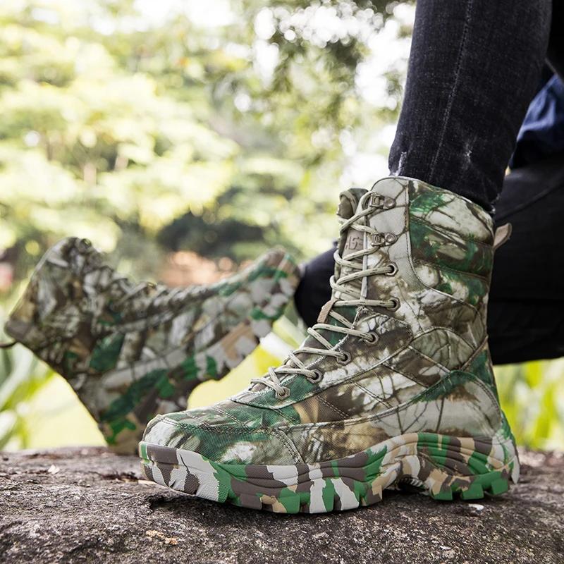 Fashion Outdoor Training Men Tactical Boots High-Top Desert Shoes Camouflage Combat Hiking Boots Camoufcage Boots