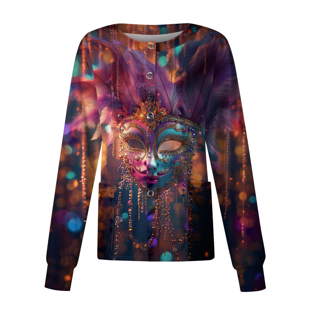 Women's Casual Long Sleeve Single Breasted Printed Dry- Top