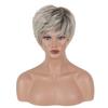 Modische kurze synthetische Perücken für Damen mit Pony, blondes Ombre-Haar, Kostüm-Party-Perücken, flauschige natürliche gerade Perücke, hitzebeständige Faser