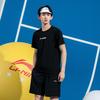 Li-Ning Casual Fashion Moisture-Wicking Quick-Dry T-Shirt Classic Versatile Breathable Shorts Sports Set Unisex Sets Black ATSV609-1+AKSU789-3