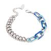 High Quality Punk Personality Trend Bangles Neutral Stainless Steel Splicing Bule Enamel Craft Chain Bracelets For Men And Women