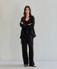 The Ello Airy Linen Blend Elastic Waist Pants (Black)
