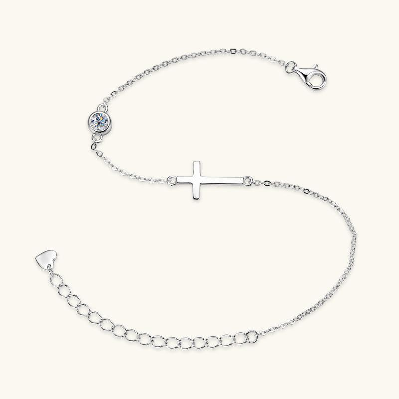 Silvere Glam Ins Fresh And Simple Cross Moissanite Bracelet For Women, A High-end Design Sense, 925 Sterling Silver Jewelry