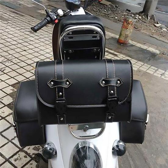 Motorbike Motorcycle Faux Leather Luggage Storage Left Right Side Saddle Bag