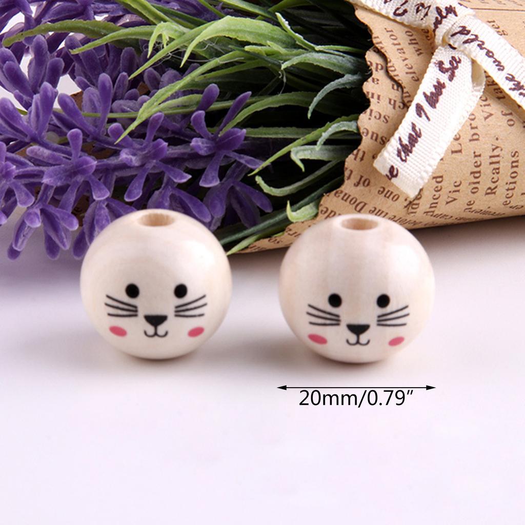 50 Stück Holzkugeln mit Loch für DIY Deko Basteln Naturholzperlen zum Basteln Holzperlen mit Gesicht Lächeln Holzperlen