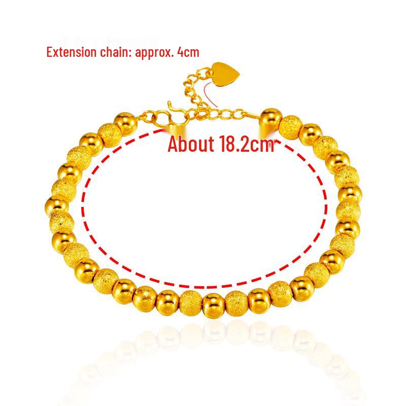 Simple Frosted Imitation 24K Gold Couple Bracelets: 3D Hard Gold with Long-Lasting Color Retention for Men and Women