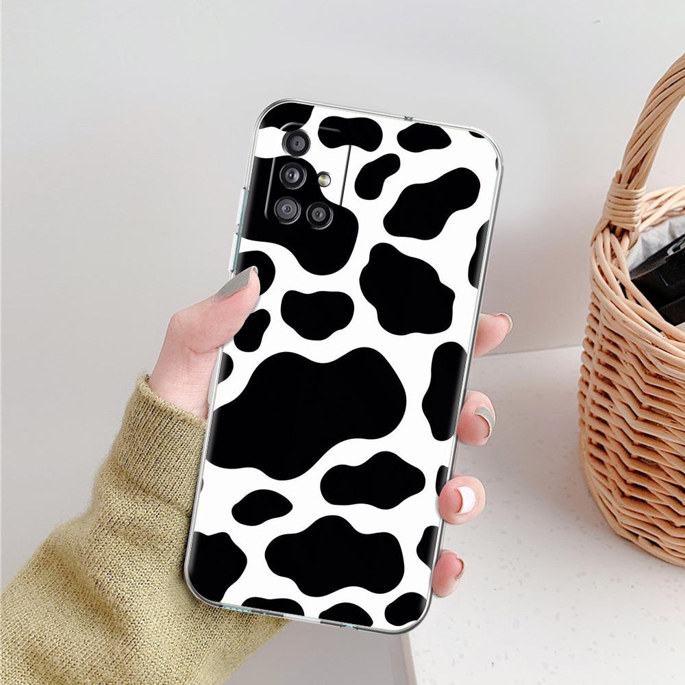 Case For Samsung A15 A13 A35 A55 A51 A71 A41 A31 A21S A05 A17 A23 A25 A33 A53 A73 5G A07 4G Cover Dairy Cattle Cow Speckle Cute