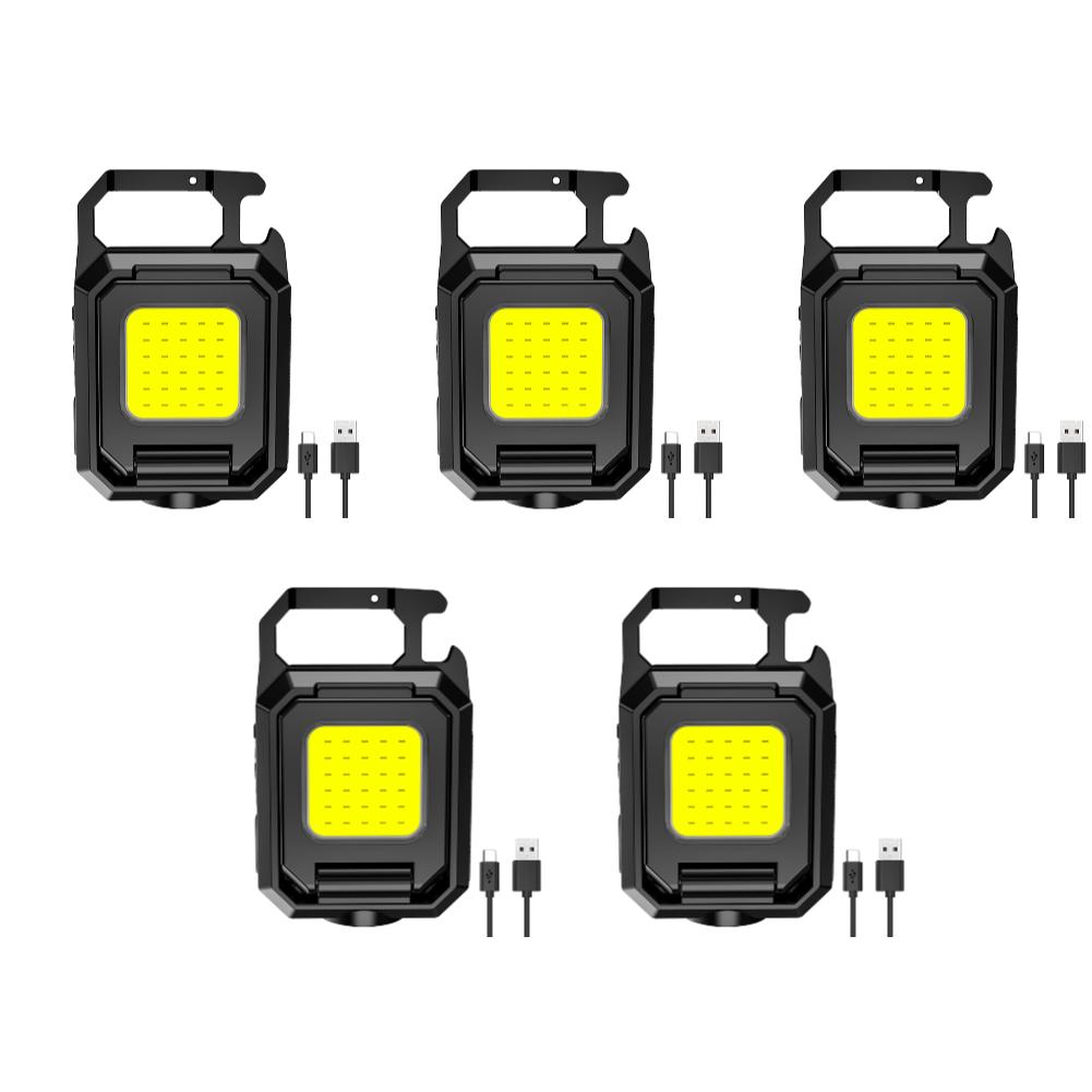 XPE Pocket Work Light 1000LM COB LED Mini Keychain Light USB Rechargeable Flashlight IPX4 Waterproof for Outdoor Hiking Camping