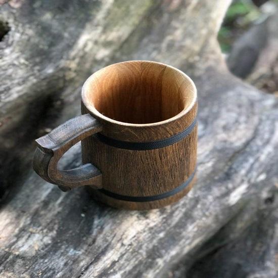 15.24 Cm Wooden Beer Mug for Birthday or Home Decor Gift,  Ancient Style Food Safe