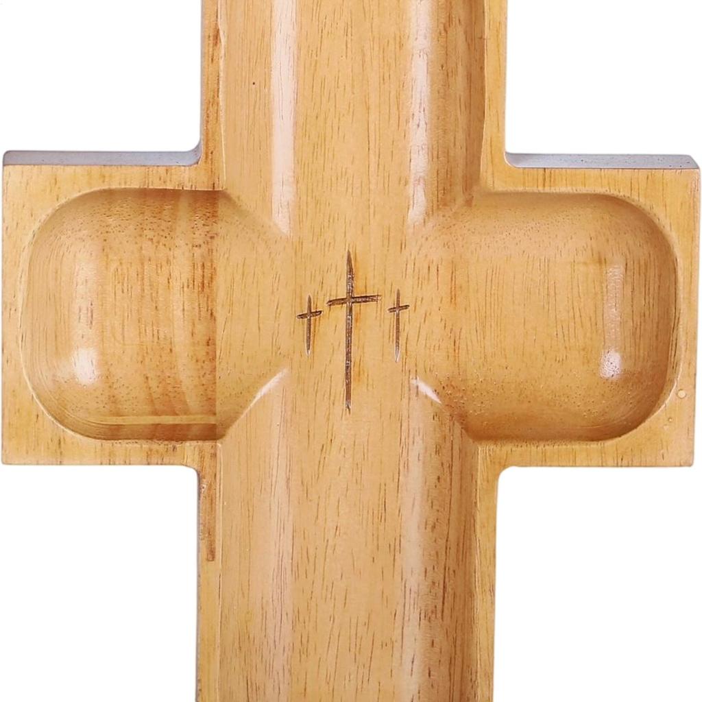 Gebetsschale Große Kapazität Holz Religiöse Schale Osterkreuz Teller Für Tägliches Frühstück Salat Kuchen Obst Desserts Buffet