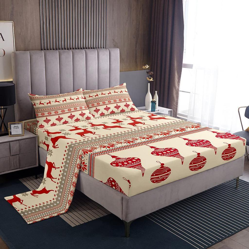 Christmas atmosphere theme pattern mattress four-piece bedding set bedroom dormitory bedding decoration