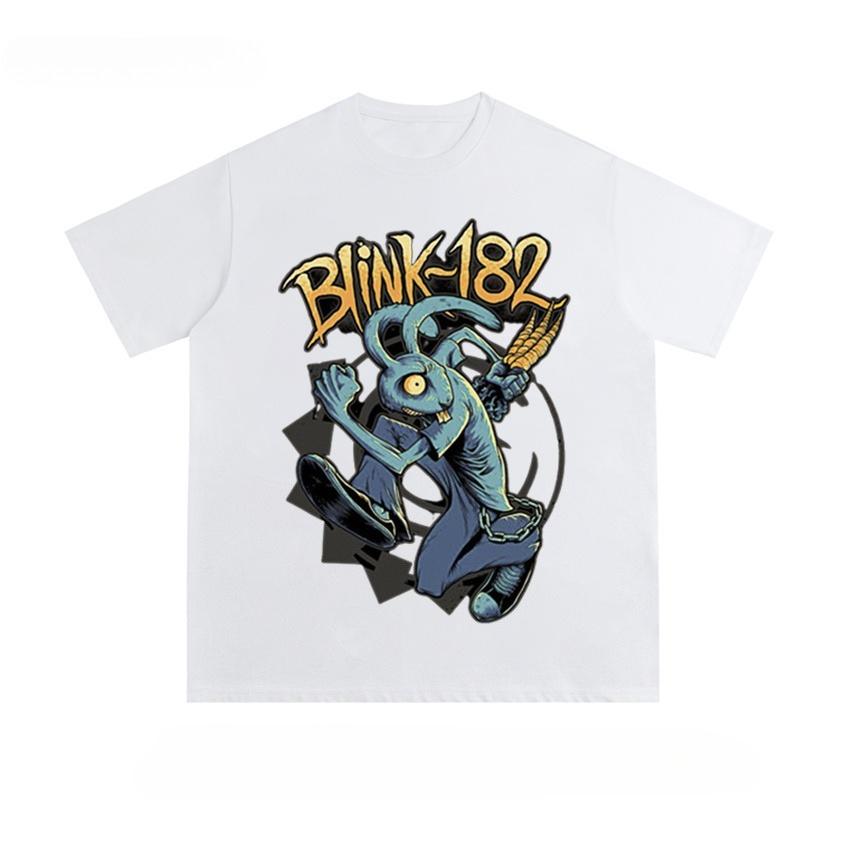 

Punk Band Print Shortsleeved Vintage Pure Cotton Retro Tshirt with American Style Trend S
