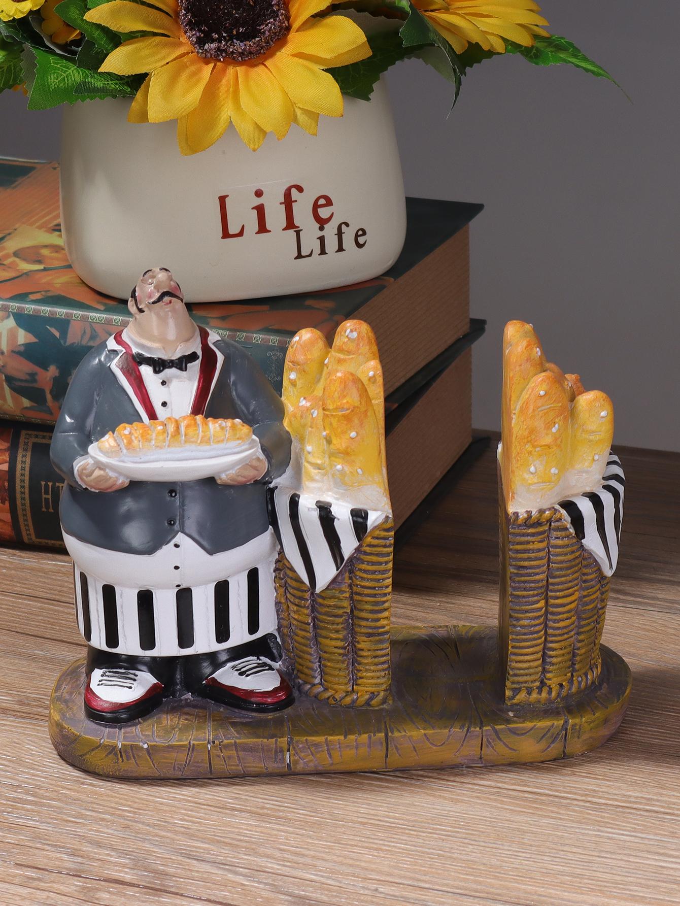 

Chef Holding Bread Model, Living Room and Kitchen Decorative Figurine, Combining Practicality and Art