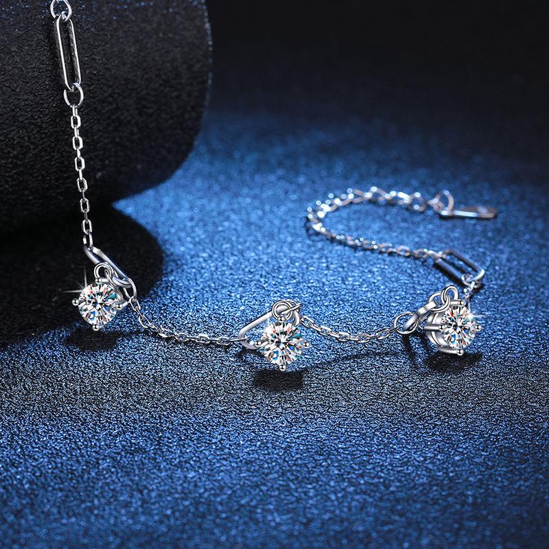 S925 Sterling Silver Bracelet, Mozzarella Diamond Bracelet For Women, Versatile Niche 1.5 Carat D Color Moissanite Bracelet For Women
