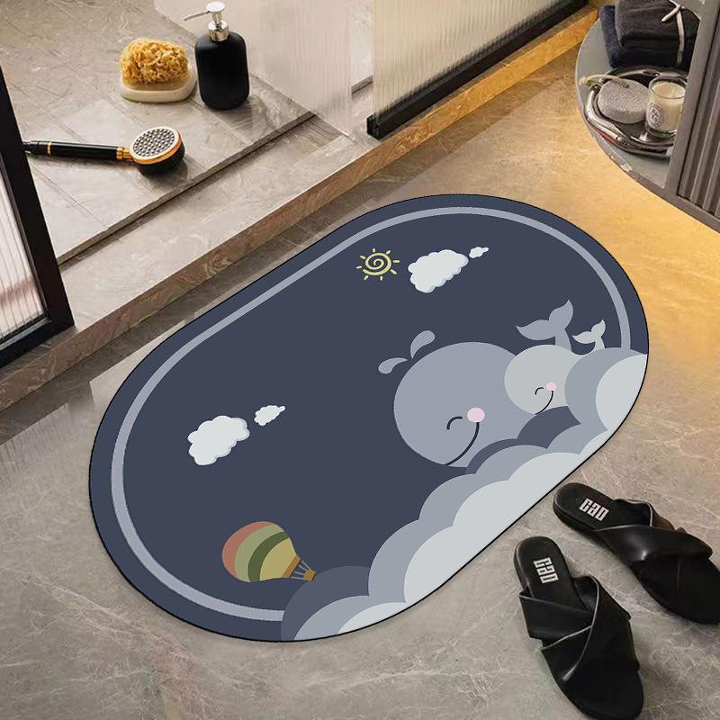 New Diatom Mud Mat Home Cartoon Carpet Toilet Moisture-wicking Foot Mat Easy To Clean Bathroom Mat Durable Durable
