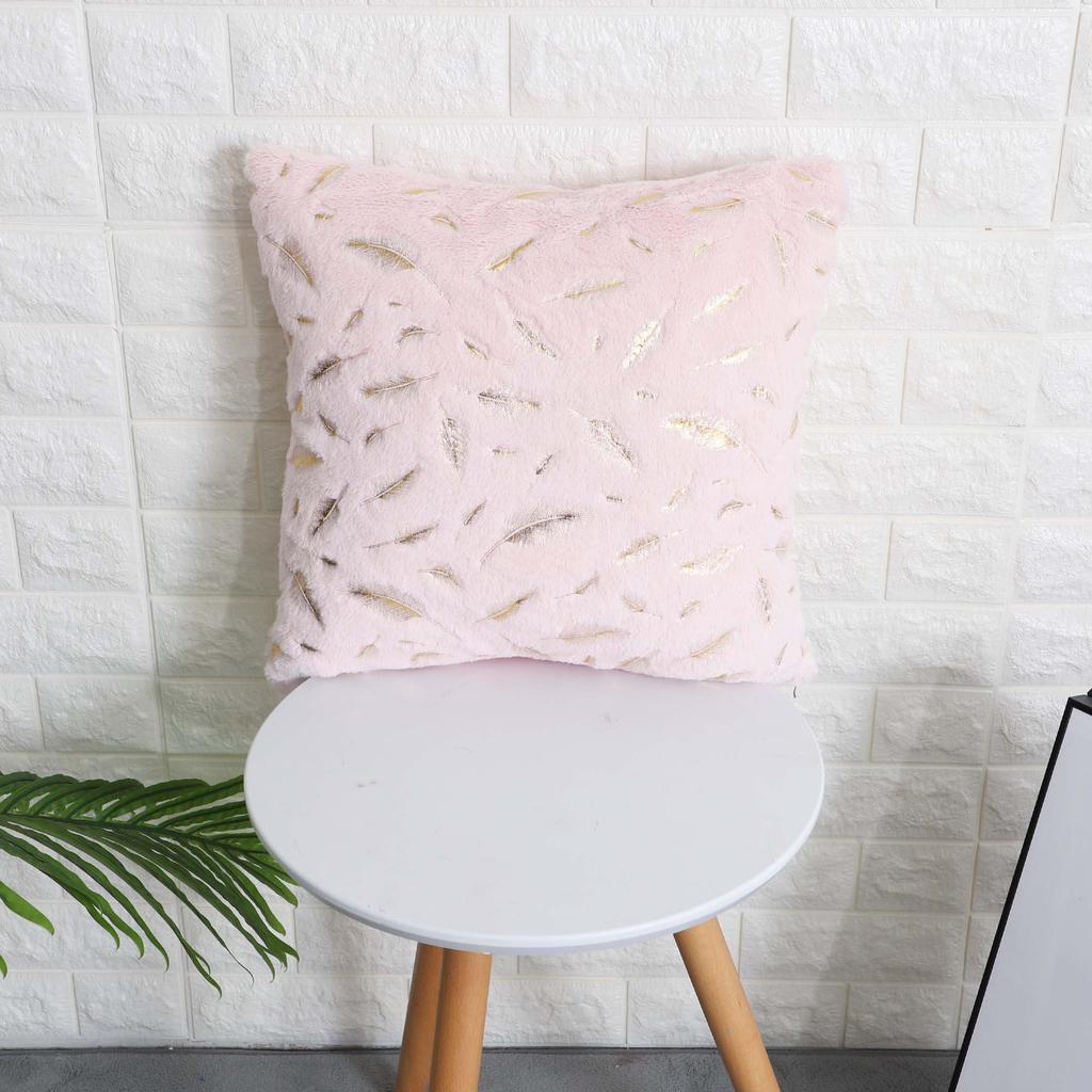 Decorative Pillowcase, Feathers, Light Pink