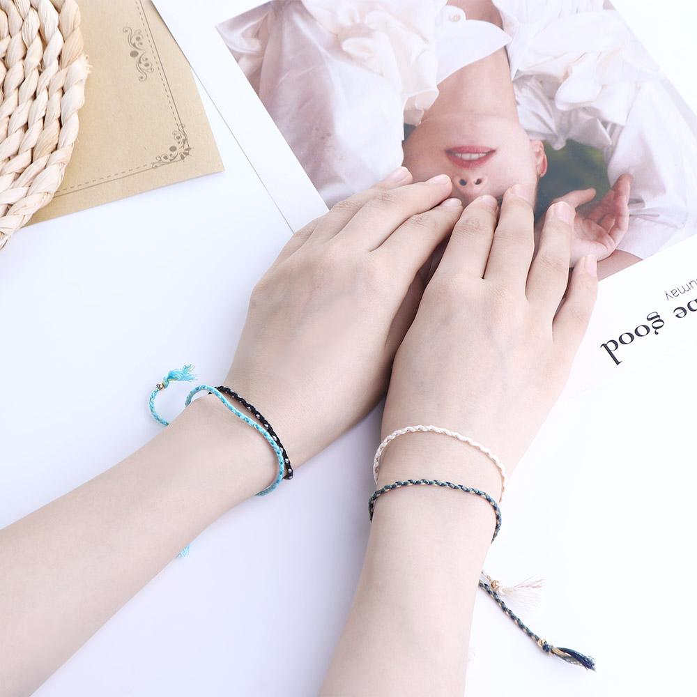Copper Bead For Women Colorful Fashion Accessories Polyester Thread Woven Bracelet Braid Hand Rope