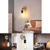 Modern Minimalist Iron Wall Lamp With Wooden Base For Bedroom Living Room Decor