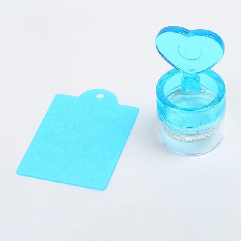 Heart-shaped Nail Stamper With Scraper Jelly Silicone Head Stamp for French Nails Printing Nail Art Stamping Plate Manicure