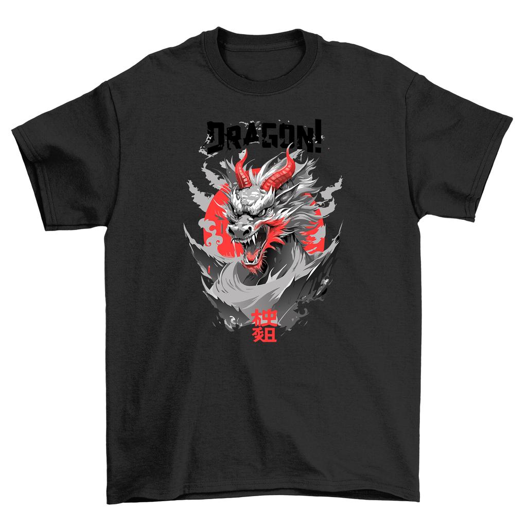 Drachen Anime Gebrüll T-Shirt Herren Damen T-Shirts Top - Entfessle deinen inneren Drachen! Lustiges Unisex-T-Shirt, 100% Co