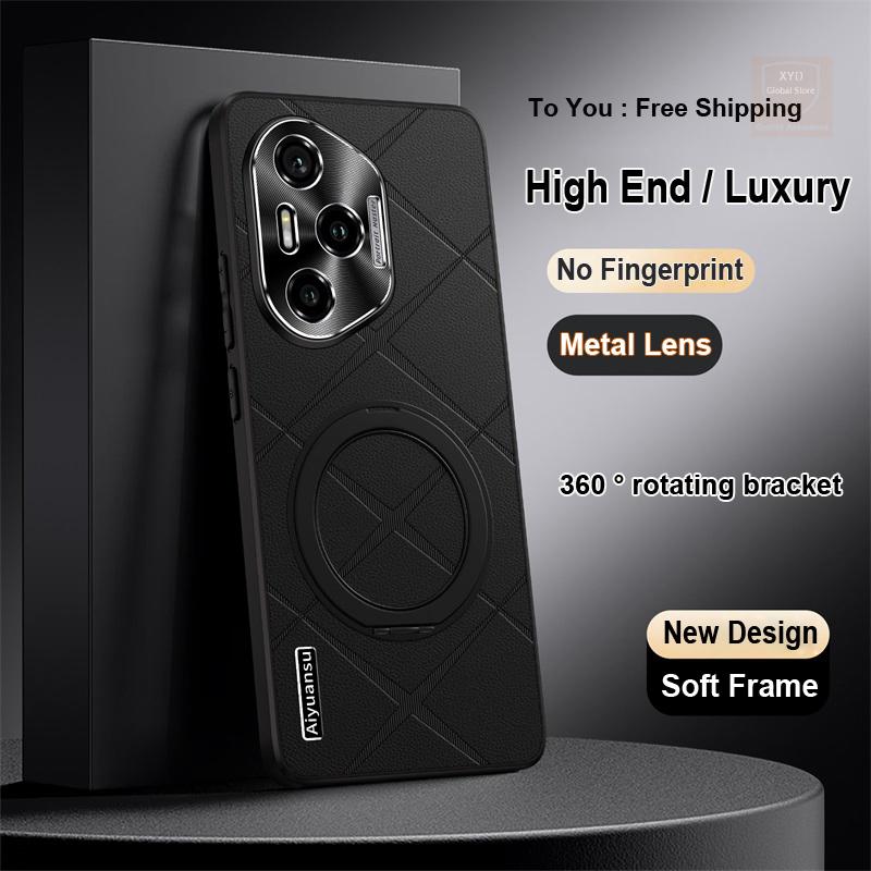 For Honor 300 Pro Case Holder Ring Cover For Honor 300 Ultra Pro Phone Case Shell 360 Bracket Stand Fashion Leather Skin Bumper