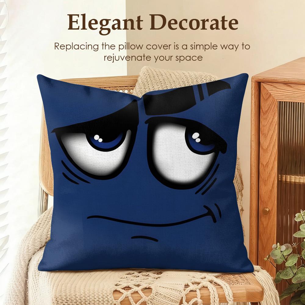 Funny Cartoon Eye Cushion Cover Natural Linen Organic Fabric DoubleSided Printing Sofa Home Decor Gift Pillow Case