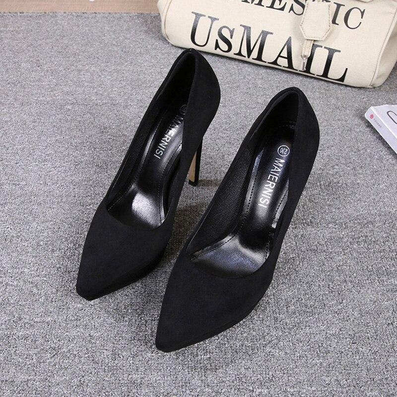 Dame stiletthæler Semsket skinn Sexy Catwalk bankett 12 cm hæl 2,5 plattform WZ