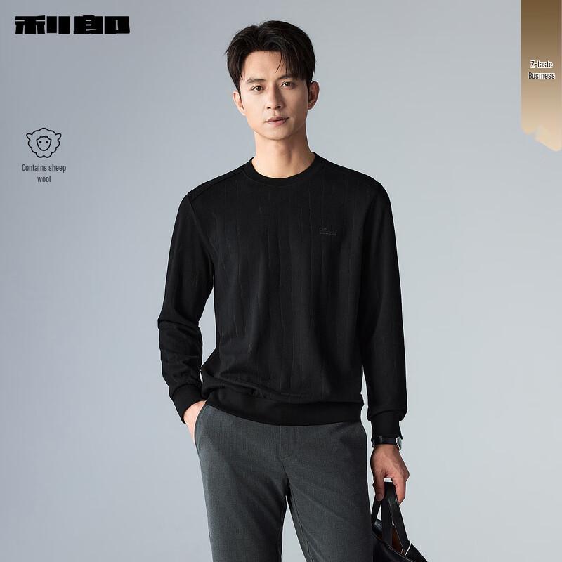 Lilang Men s Textured Jacquard Wool Blend Sweatshirt 185/100A чёрный