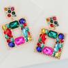 Vibrant Color Geometric Square Earrings, Hollow Openwork Statement Dangles for Trendy Women