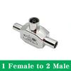 Male To Two Female Connector 3 Way Plug Adapters Coaxial Coupling Jack T Type Antenna Distributor