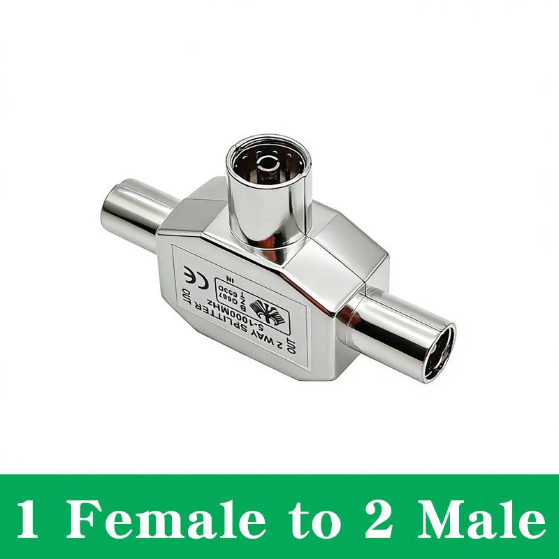 Male To Two Female Connector 3 Way Plug Adapters Coaxial Coupling Jack T Type Antenna Distributor