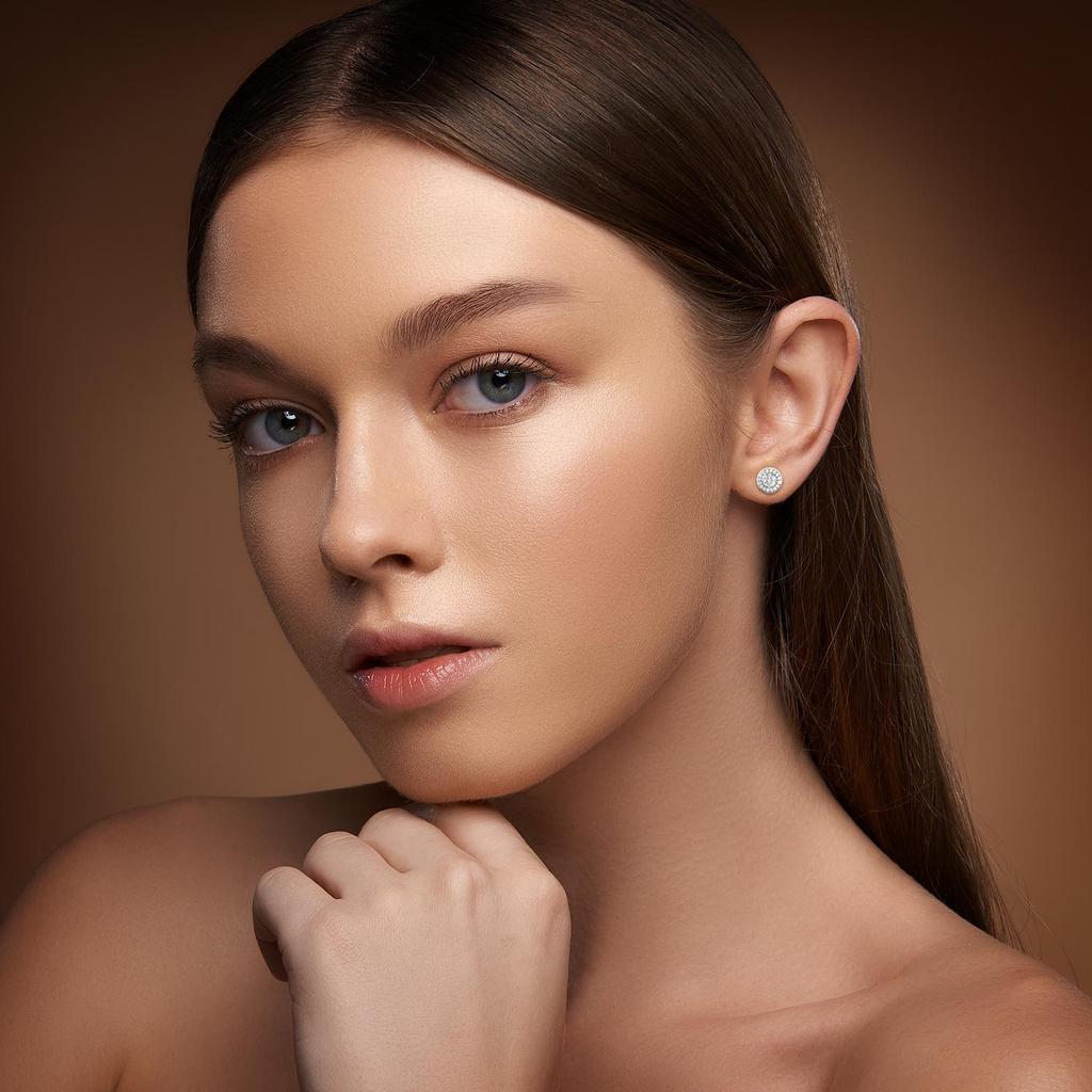 Moissanite Real 925 Silver Iced Cluster Round Hip Hop Out Big Mens Stud Earrings