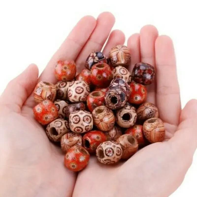 Bracciale Collana Stringa di Perline Intrecciata Vintage in Legno Perline Retro Sporco Catena Braccialetti Collane Perline Legno Fai da Te Accessori Gioielli
