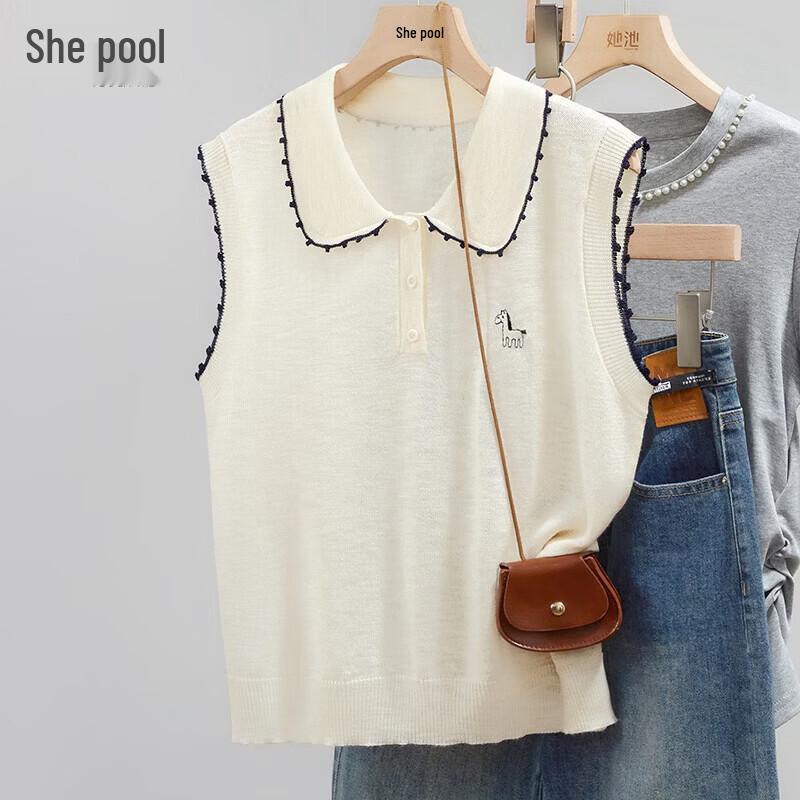 Women s Sweet Embroidered Lapel Sleeveless Vest One Size