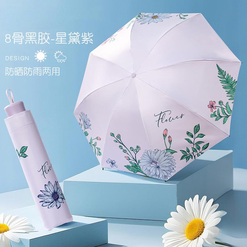 Sunscreen and UV resistant umbrella, suitable for both sunny and rainy weather, compact and portable folding sunshade for girls