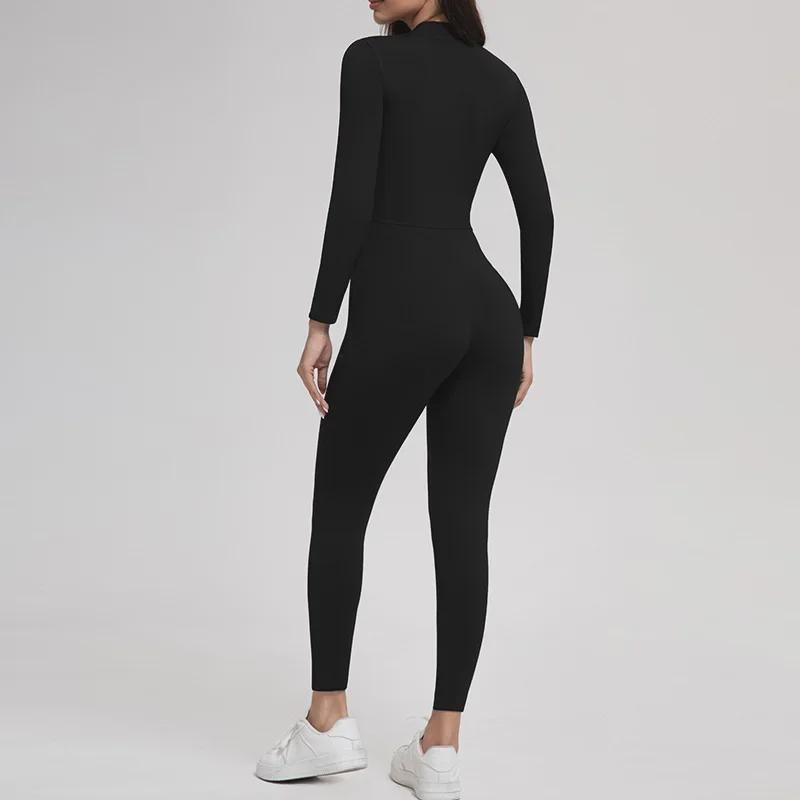 High-Intensity Outdoor Yoga Jumpsuit with Zipper and Velvet for Warmth
