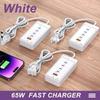 65W USB Type C Fast Charge Charger Multi Port Fast Charging Wall Adapter Hub Charger with 1M Extension Cable Power Socket Outlet