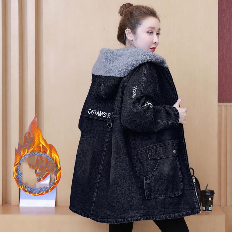 

Женское теплое пальто Snow Pike, зимняя длинная джинсовая теплая куртка с капюшоном M