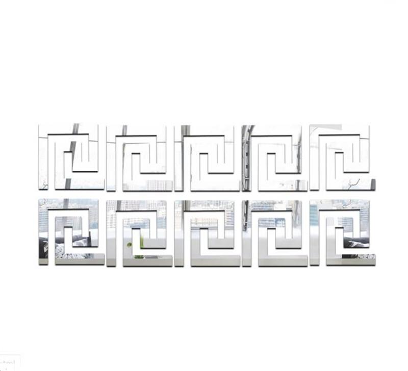 30Pcs 5*5cm  Mirror Sticker 3D Waist Line Building Border Acrylic Mirror Wall Stickers for Living Room Home Decor