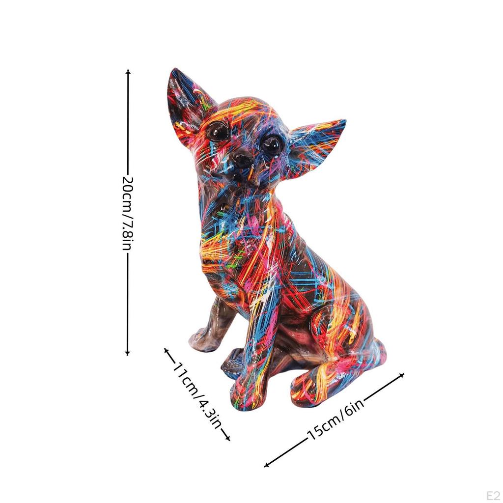 Chihuahua Dog Decorative Figurine Desktop Ornament for Living Room Fireplace Style A