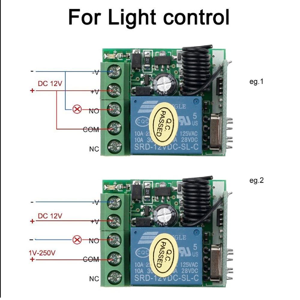 Relay Channel Wireless RF Garage Door Remote Control Switch Receiver Transmitter