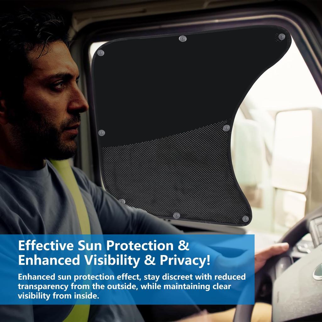 Side Window Sun Shade For Semi Truck, Upgarde Shade Interior UV Protection Truck Windows Shades RV Semi Truck Accessories Compatible With